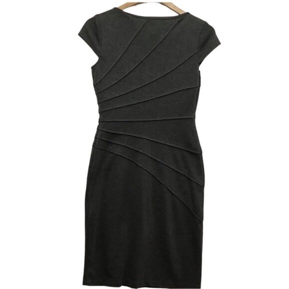 London Times sheath dress charcoal grey short sleeves slimming size 4 - Picture 2 of 13